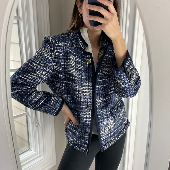 COACH 1941 Poppy Blue Phoebe Tweed Blazer Jacket - Picture 2 of 16